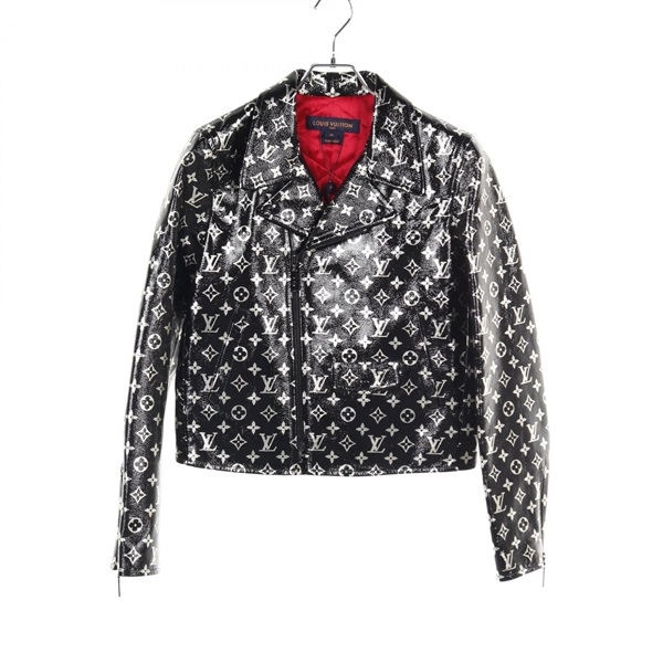 LOUIS VUITTON Monogram Riders jacket RW192W NYK leather Black Silver Used women