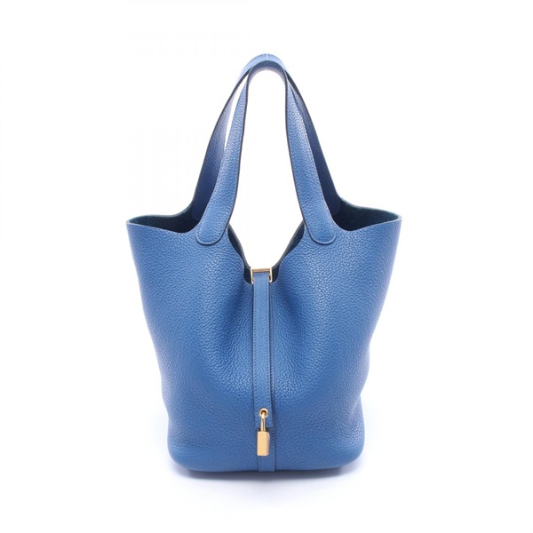 HERMES Picotin Lock MM Tote Handbag Clemence leather Blue de galice GHW Used Z