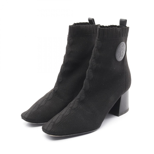 HERMES VolVert short boots heels shoes #36.5 Fabric leather Black Used