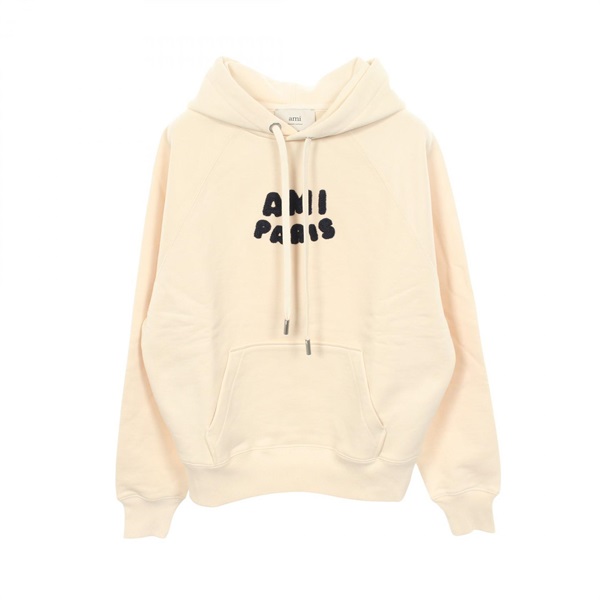 AMI Logo embroidery Hoodie USW275.747 cotton Beige #S Used mens